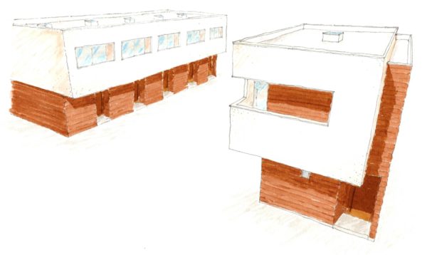 神埼の戸建住宅と集合住宅　賃貸住宅　外観パース